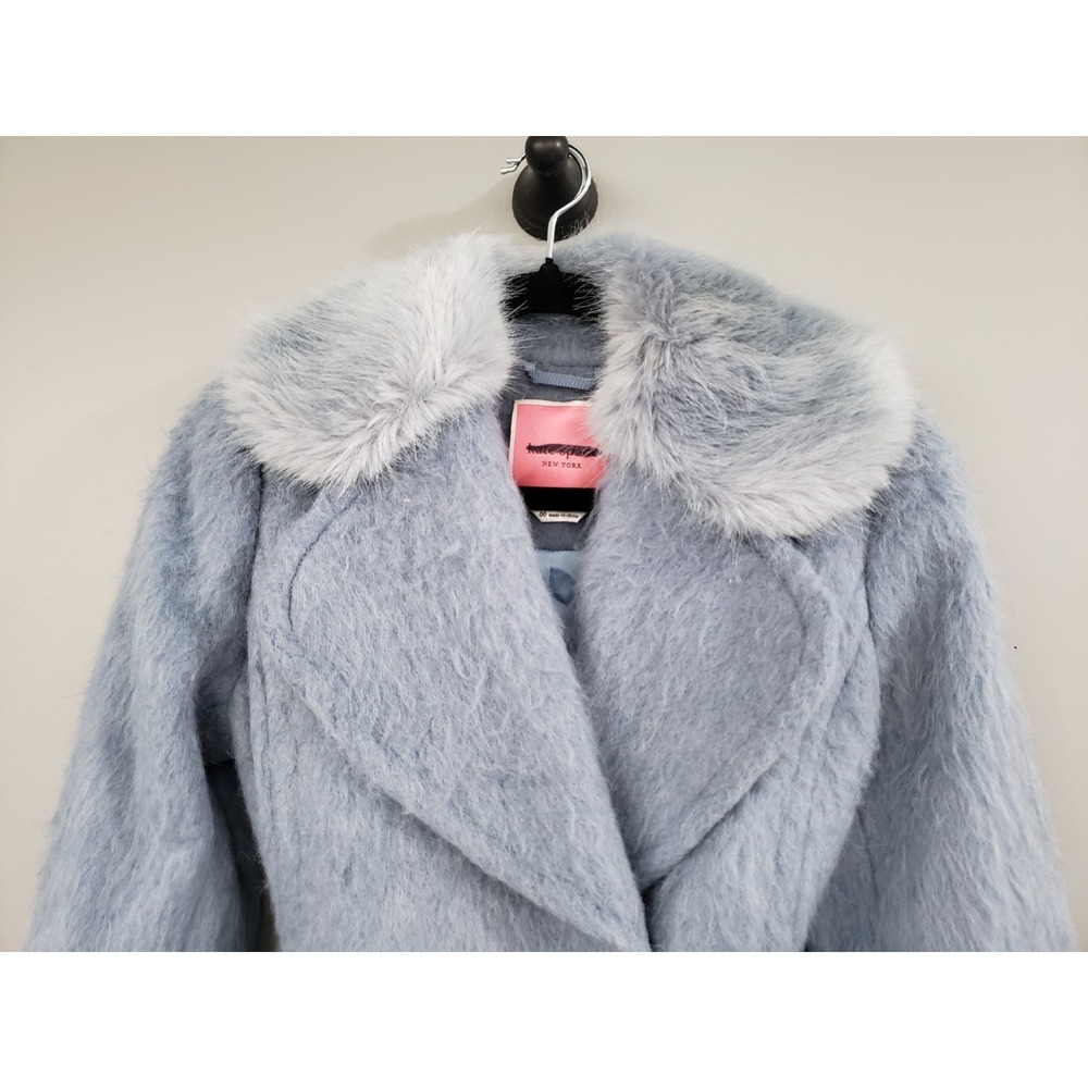 NEVER WORN 00 Kate Spade Faux Fur Baby Blue Penny Lane Coat Whimsical WONDERLUST - Picture 4 of 6